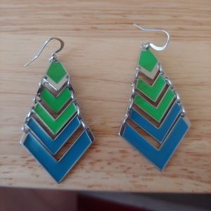 Green and blue earrings